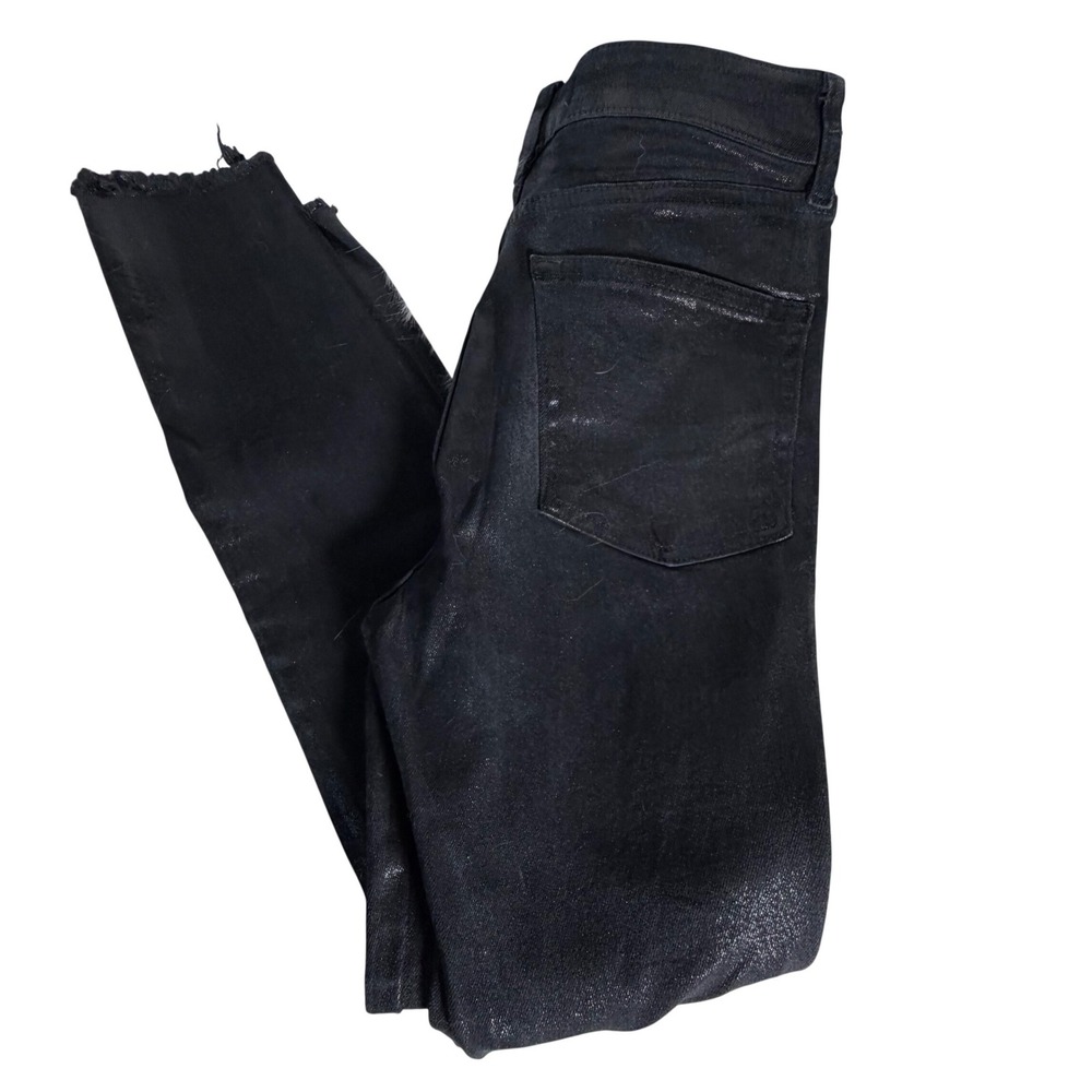 Free People We The Free Black Metallic Coated High Rise Skinny Jeans Size 28 - Picture 6 of 13